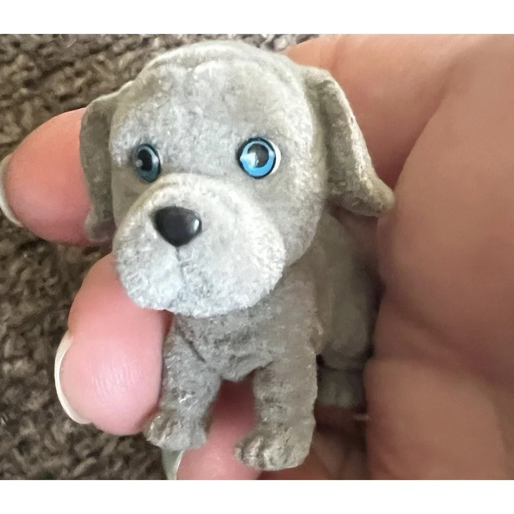 Vtg 2 Puppy Puppies In My Pocket Luna Weimaraner Jasper Greyhound Flocked